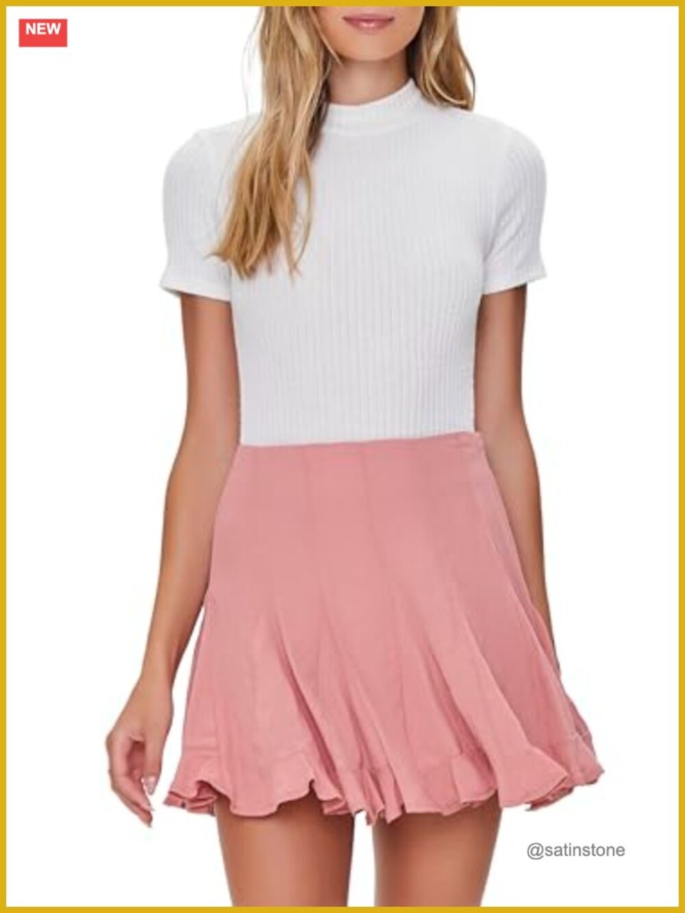 Women's Godet Mini Skirt Flared Hem Concealed Side Zipper